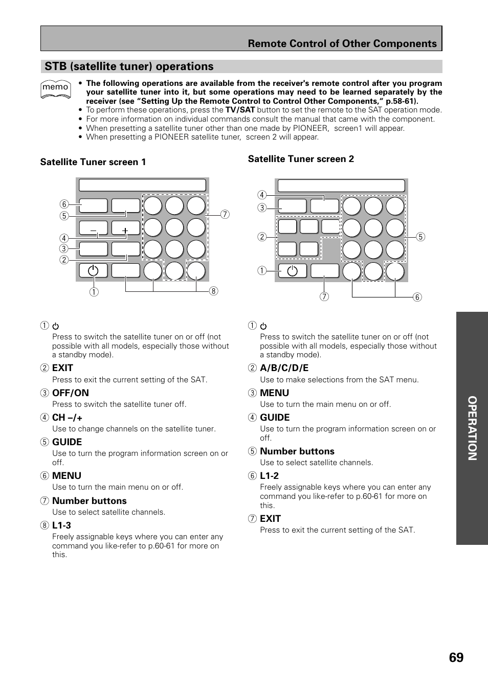 Stb (satellite tuner) operations, Opera tion | Pioneer VSX-39TX User Manual | Page 69 / 92