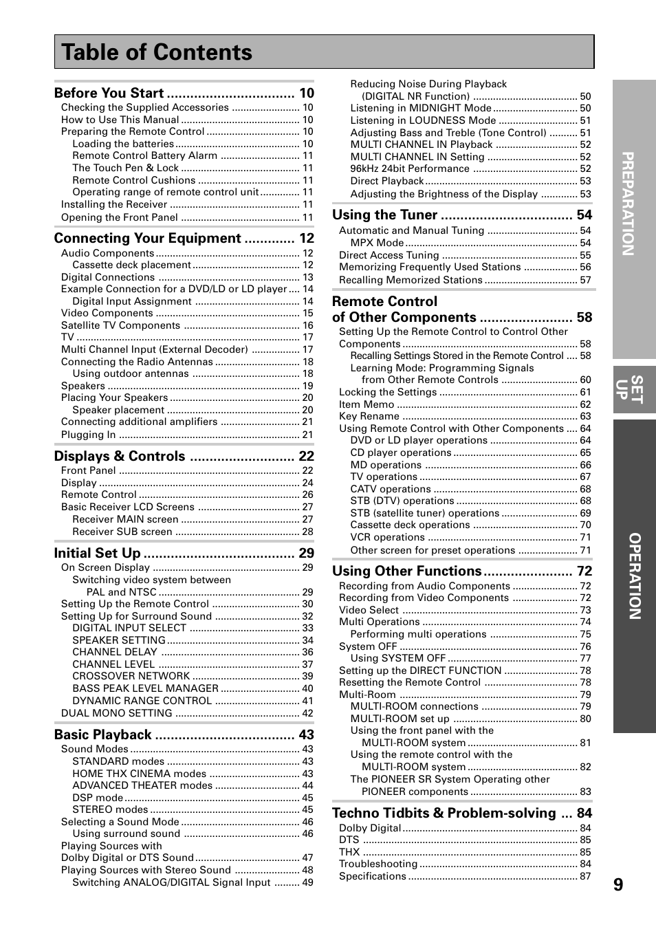 Pioneer VSX-39TX User Manual | Page 9 / 92