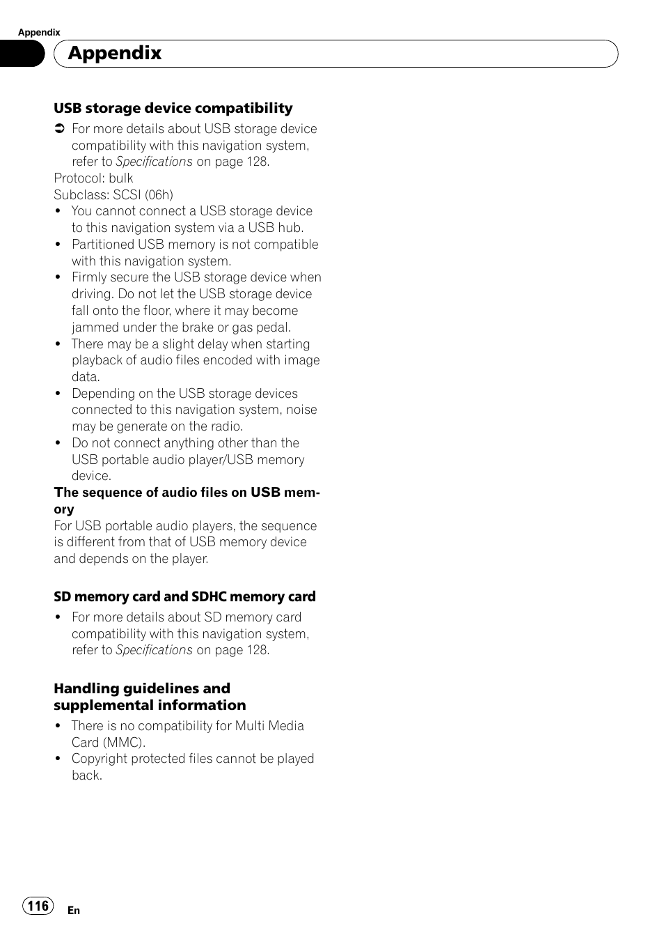 Appendix | Pioneer AVIC F500BT User Manual | Page 116 / 129