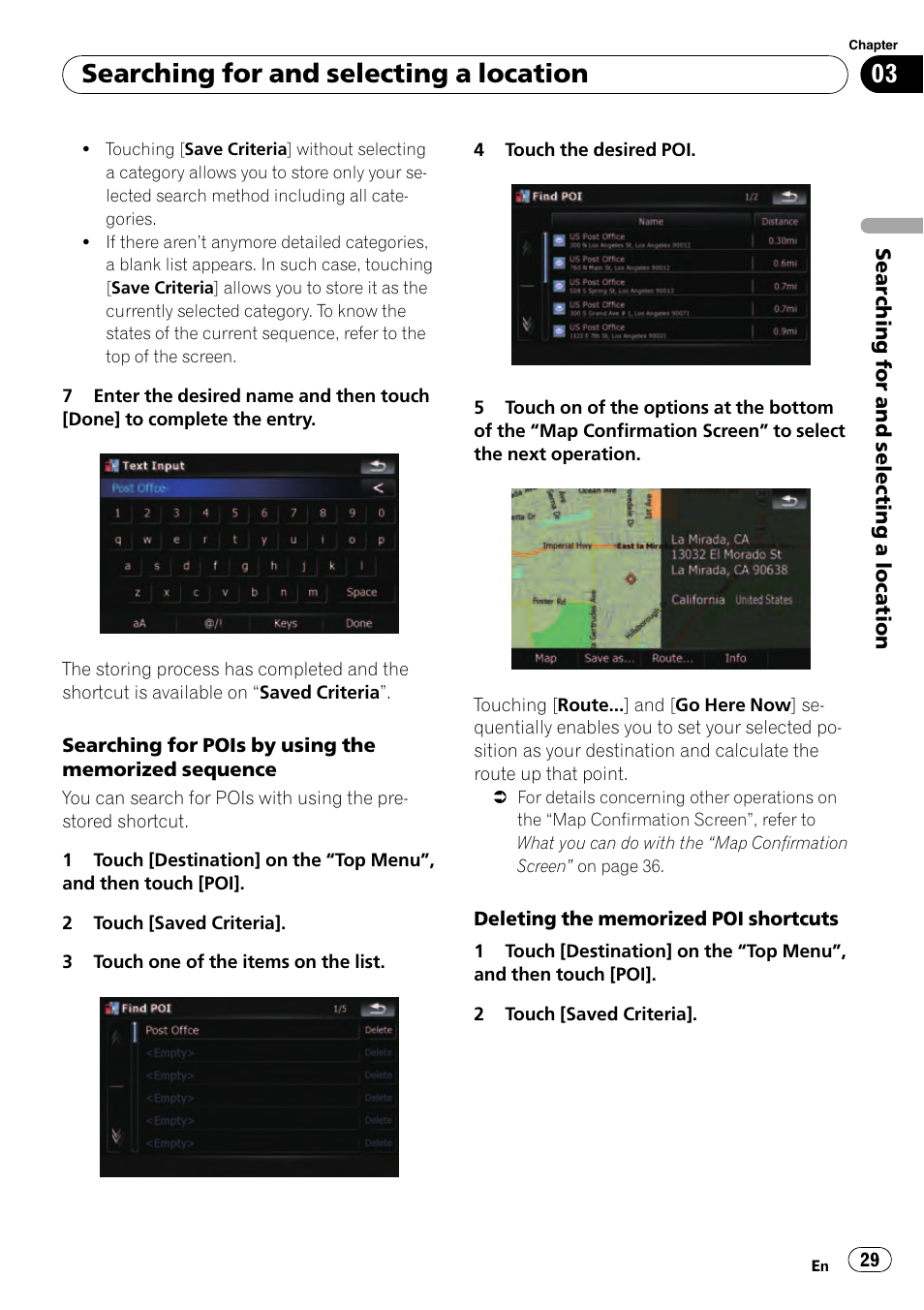 Searching for and selecting a location | Pioneer AVIC F500BT User Manual | Page 29 / 129