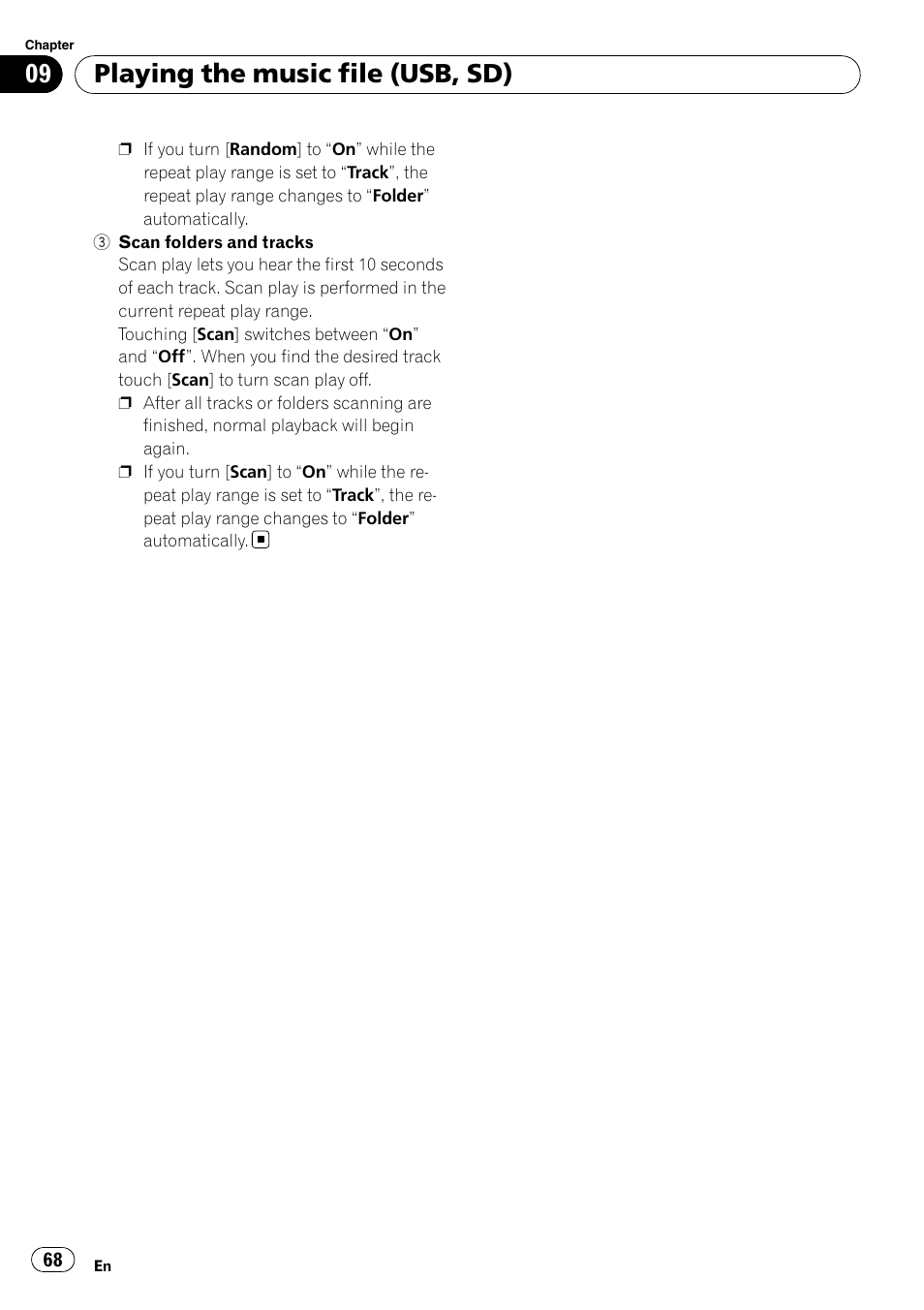 Playing the music file (usb, sd) | Pioneer AVIC F500BT User Manual | Page 68 / 129