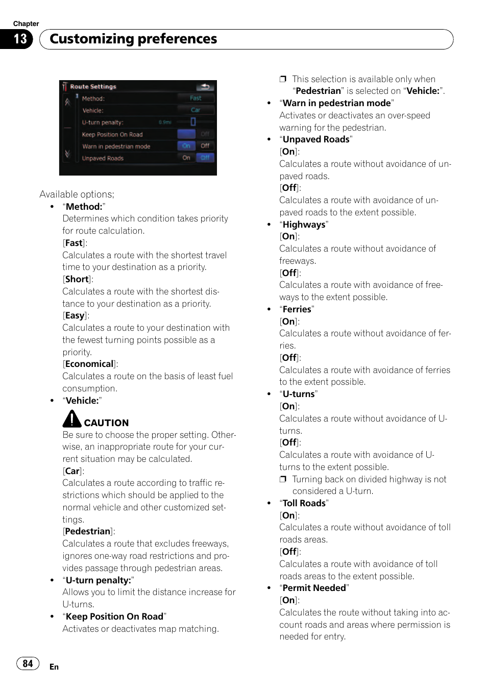 Customizing preferences | Pioneer AVIC F500BT User Manual | Page 84 / 129