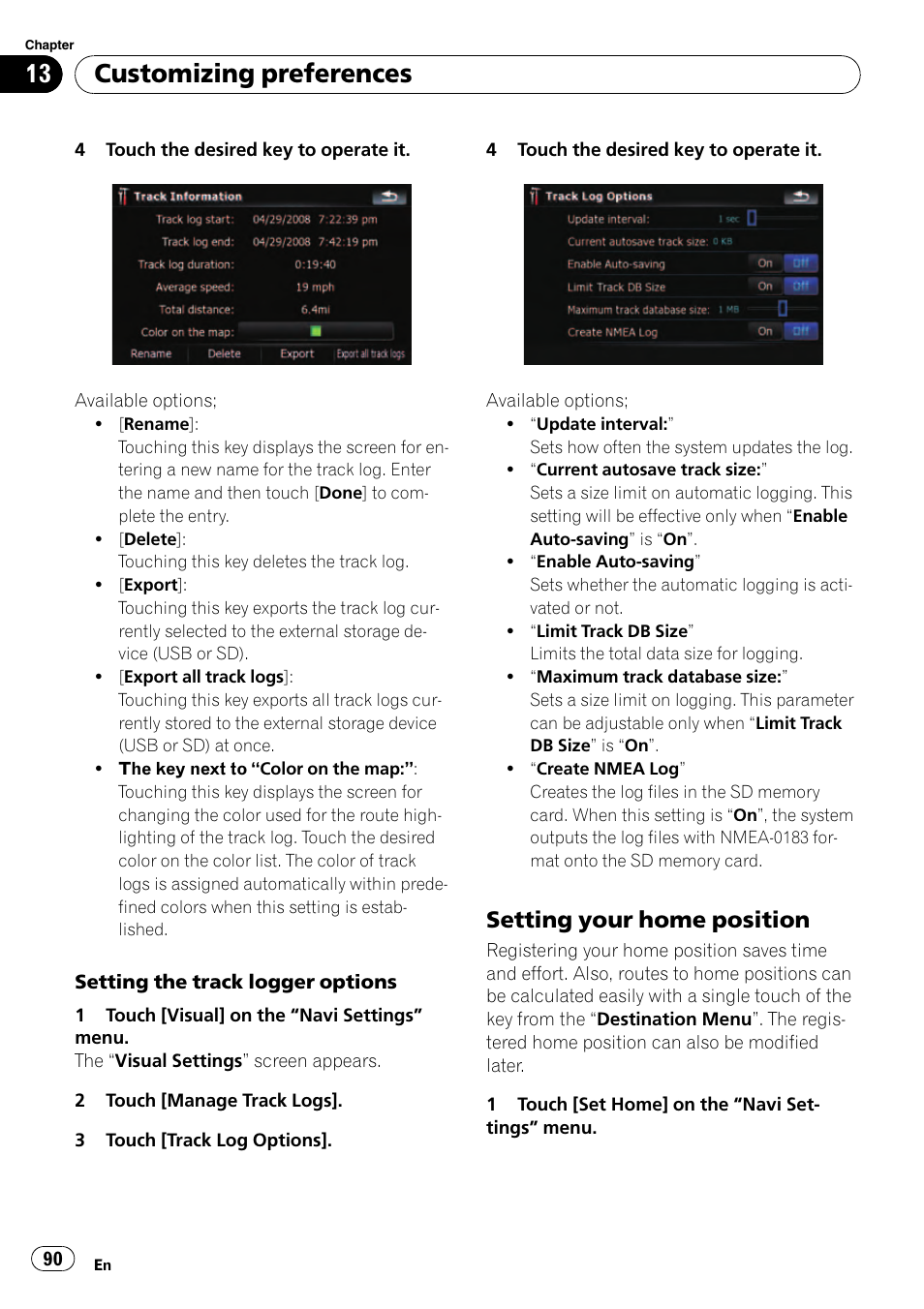 Setting your home position 90, Setting your home, Setting your home po | Customizing preferences, Setting your home position | Pioneer AVIC F500BT User Manual | Page 90 / 129
