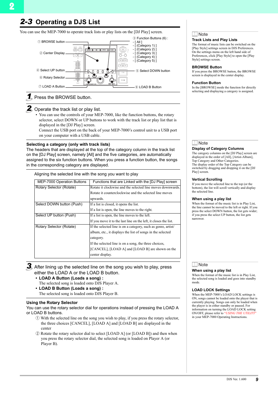 3 operating a djs list, Operating a djs list | Pioneer MEP-7000 User Manual | Page 9 / 16
