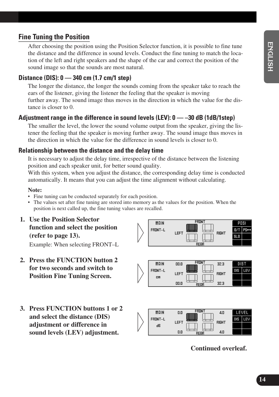 Fine tuning the position | Pioneer DEQ-P9 User Manual | Page 15 / 60