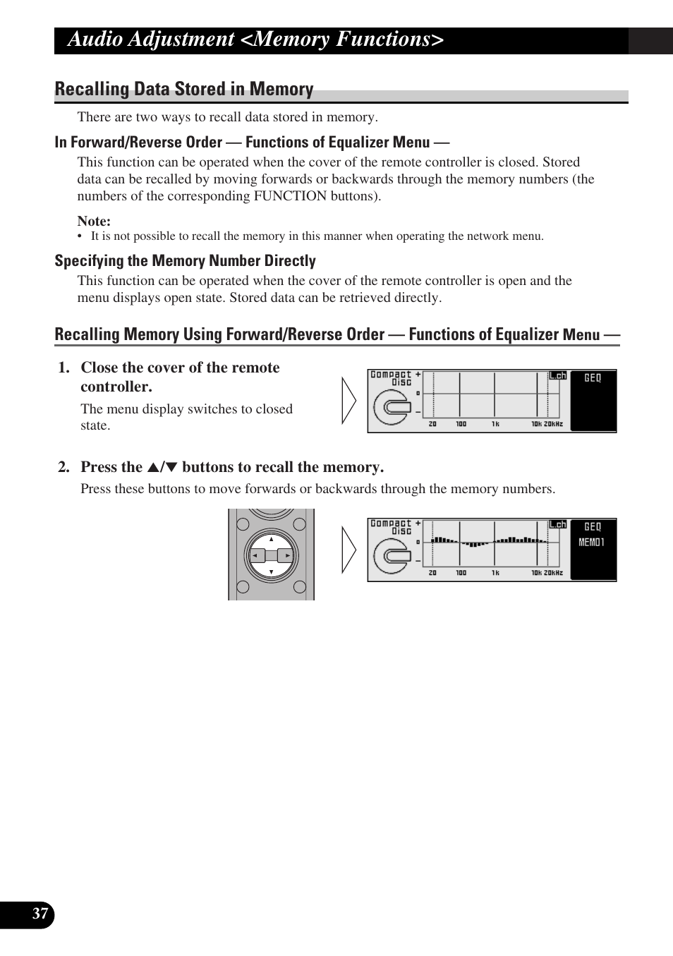 Recalling data stored in memory | Pioneer DEQ-P9 User Manual | Page 38 / 60