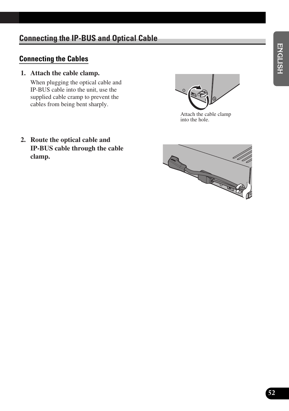 Connecting the ip-bus and optical cable, Connecting the cables | Pioneer DEQ-P9 User Manual | Page 53 / 60