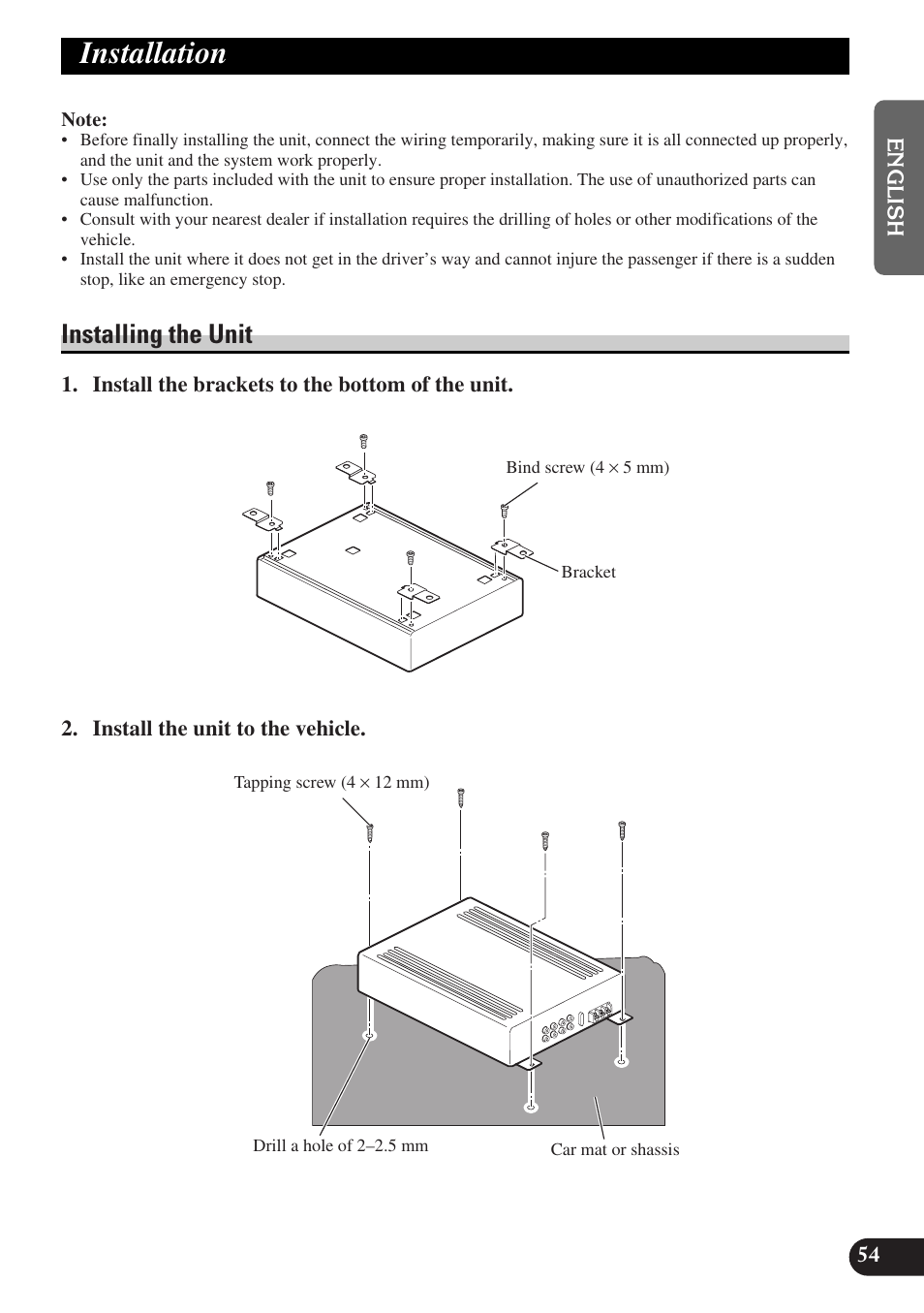 Installation, Installing the unit | Pioneer DEQ-P9 User Manual | Page 55 / 60