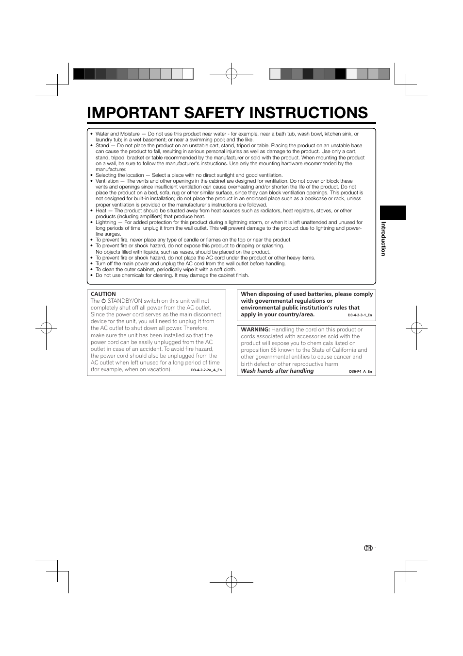 Important safety instructions | Pioneer BDP-120 User Manual | Page 7 / 111
