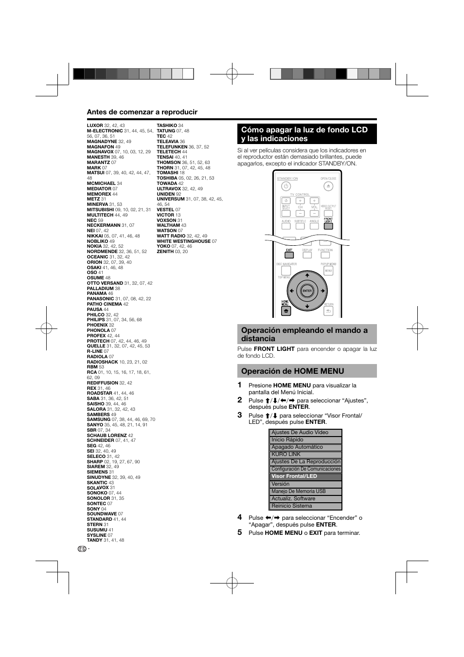 Cómo apagar la luz de fondo lcd y las indicaciones, Operación rápida operación de home menu | Pioneer BDP-120 User Manual | Page 76 / 111