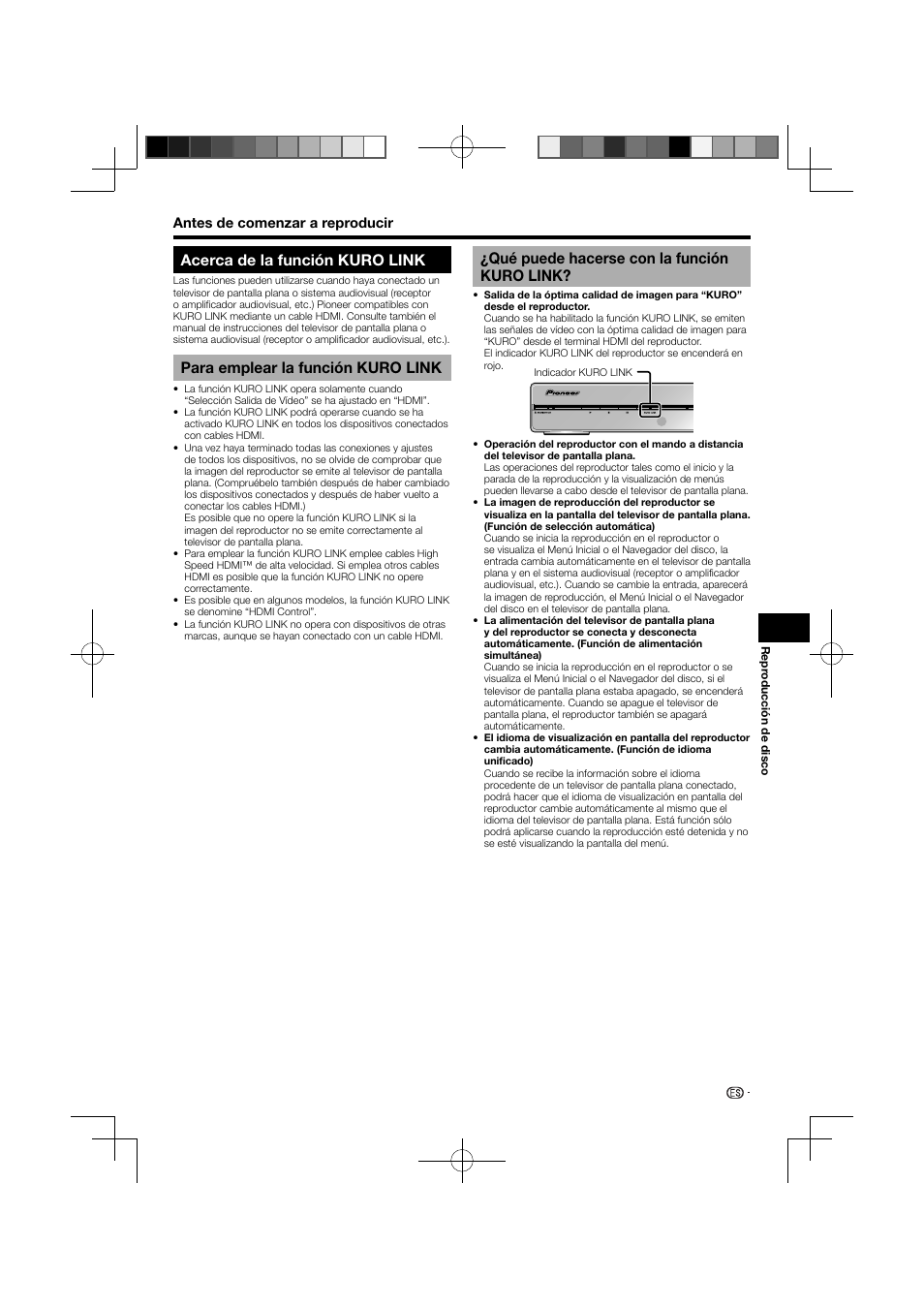 Acerca de la función kuro link, Para emplear la función kuro link, Qué puede hacerse con la función kuro link | Pioneer BDP-120 User Manual | Page 77 / 111