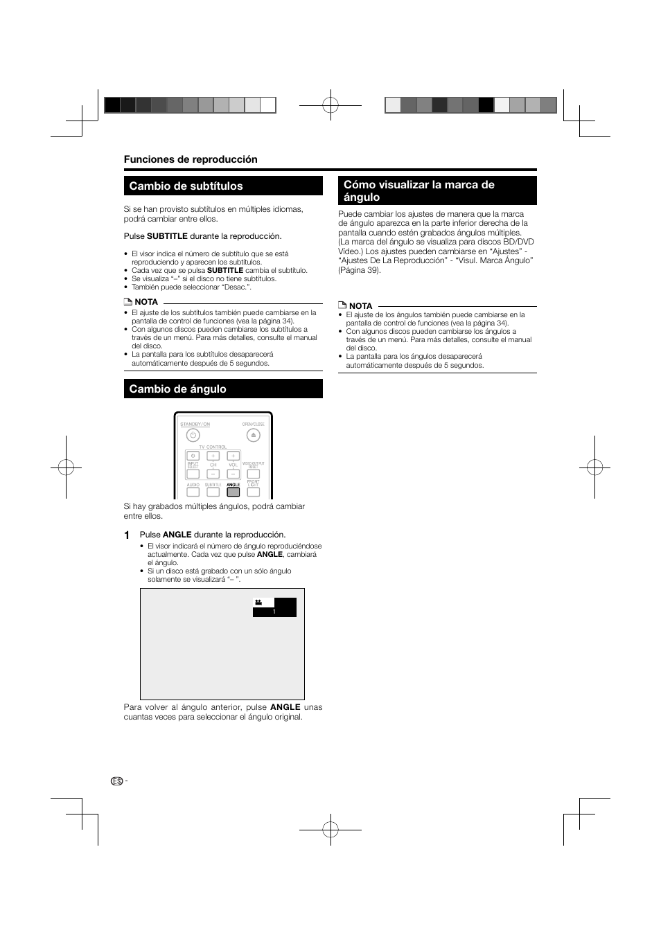 Cambio de subtítulos, Cambio de ángulo, Cómo visualizar la marca de ángulo | Pioneer BDP-120 User Manual | Page 86 / 111