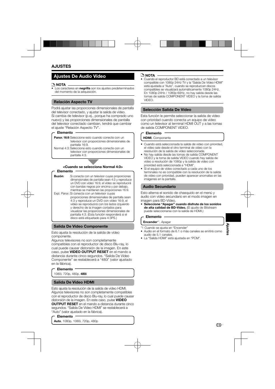 Ajustes de audio vídeo | Pioneer BDP-120 User Manual | Page 91 / 111