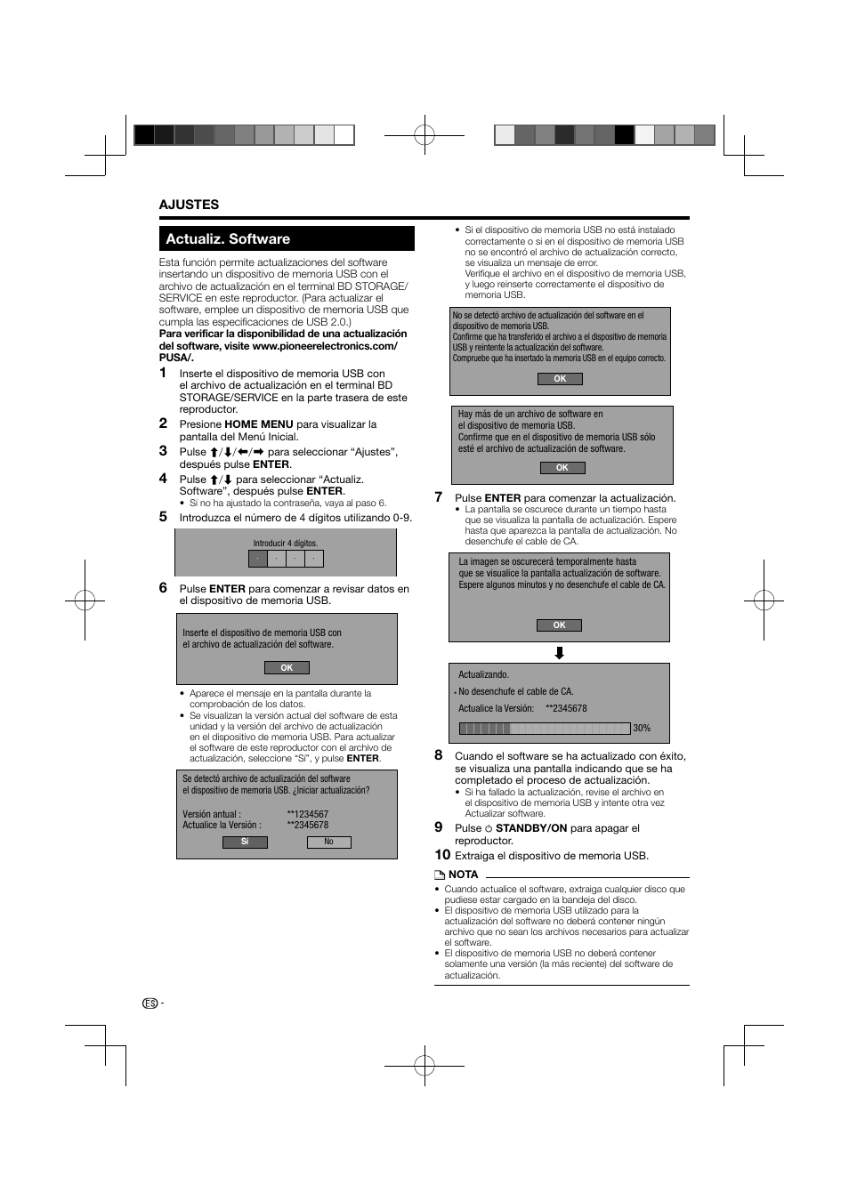 Actualiz. software | Pioneer BDP-120 User Manual | Page 98 / 111