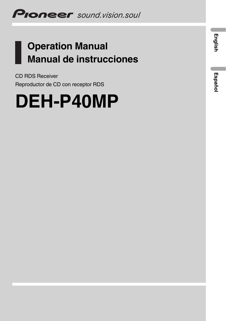 Pioneer RDS DEH-P40MP User Manual | 90 pages