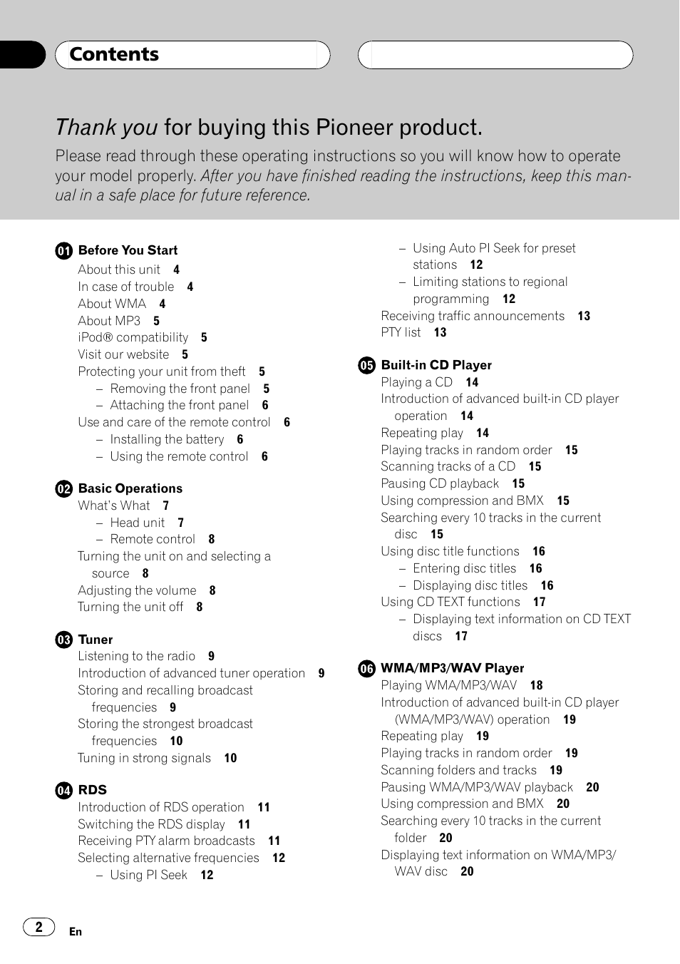 Pioneer RDS DEH-P40MP User Manual | Page 2 / 90