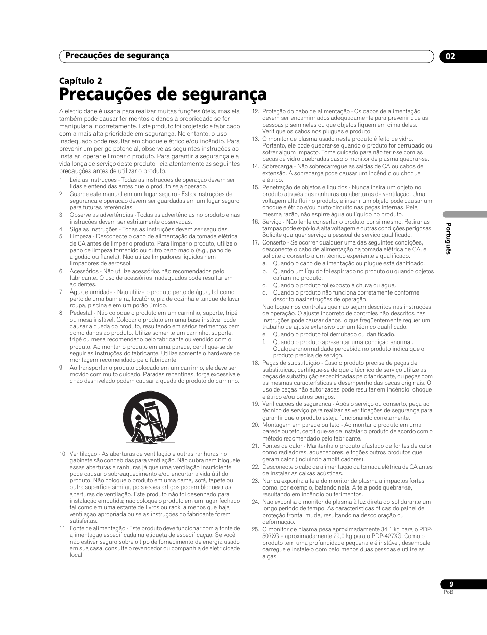 Precauções de segurança, Precauções de segurança 02, Capítulo 2 | Pioneer PureVision PDP-507XG User Manual | Page 105 / 195