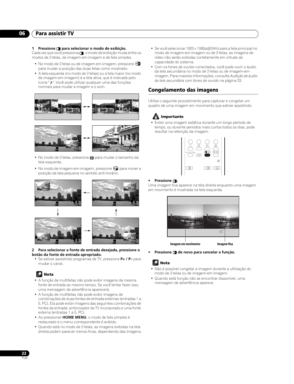 Congelamento das imagens, Para assistir tv 06 | Pioneer PureVision PDP-507XG User Manual | Page 118 / 195
