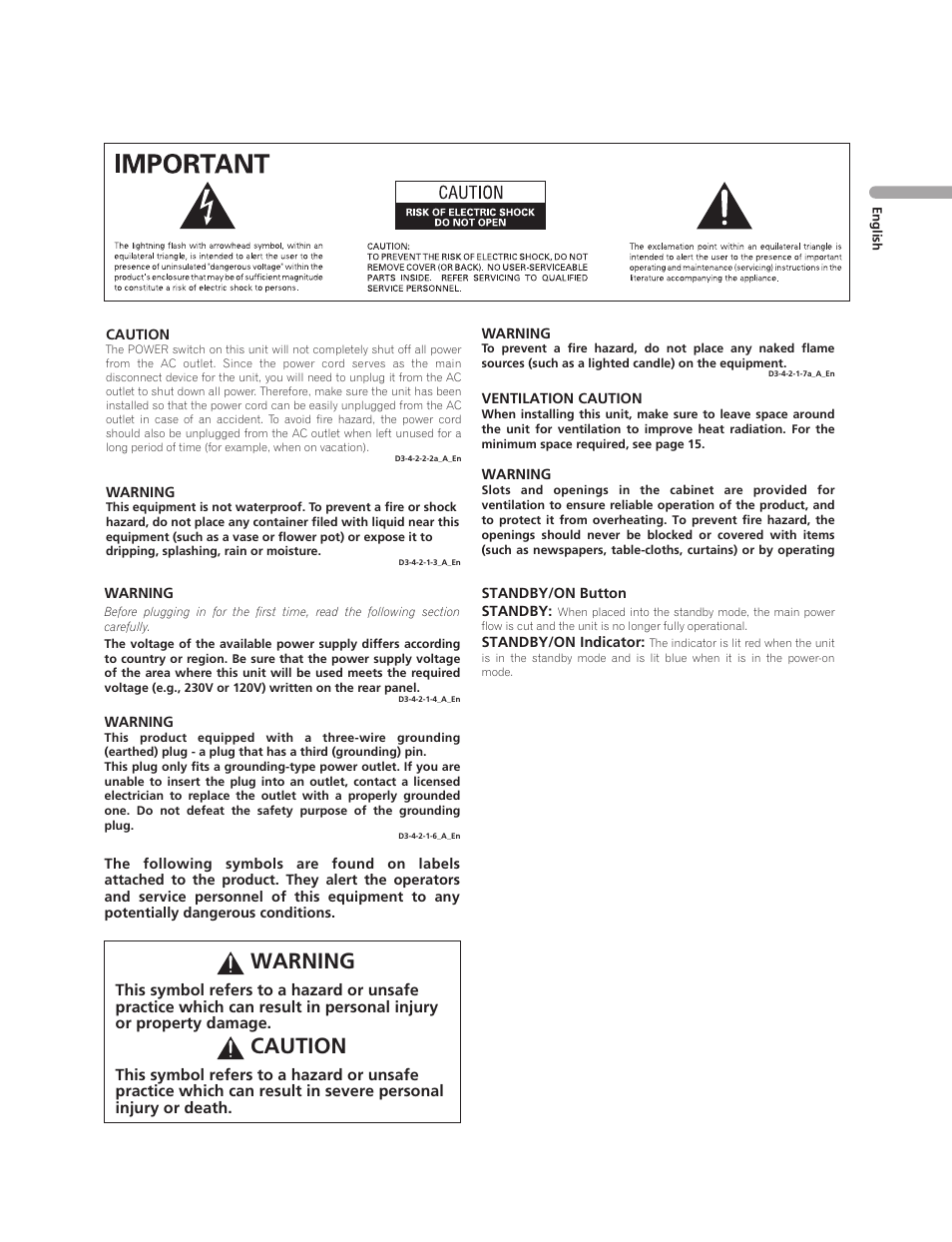 Warning, Caution | Pioneer PureVision PDP-507XG User Manual | Page 3 / 195