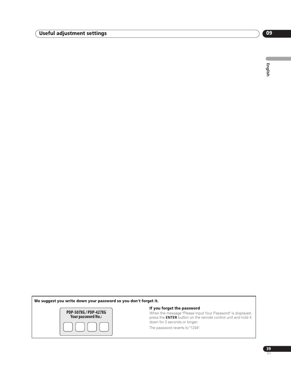 Useful adjustment settings 09 | Pioneer PureVision PDP-507XG User Manual | Page 39 / 195