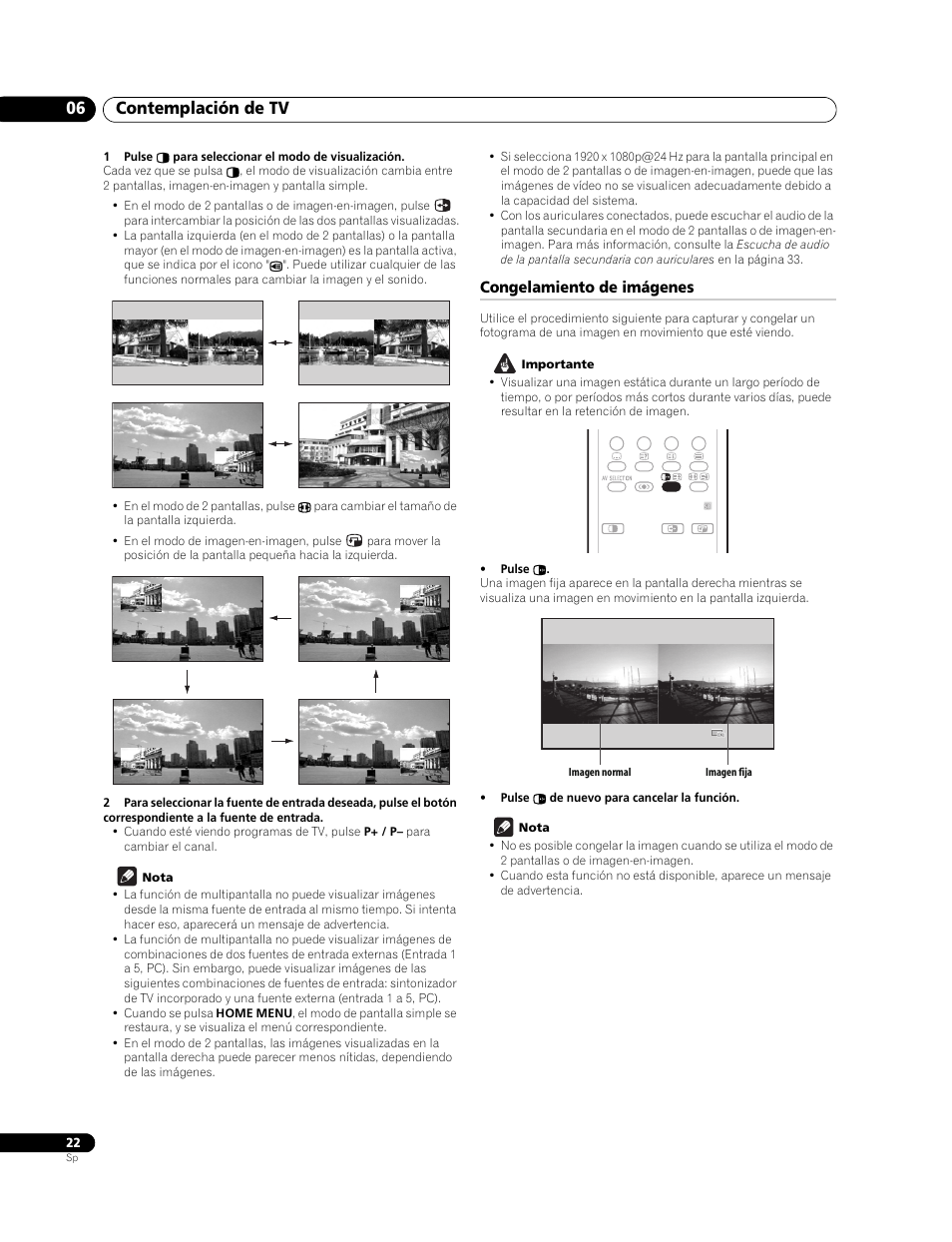 Congelamiento de imágenes, Contemplación de tv 06 | Pioneer PureVision PDP-507XG User Manual | Page 70 / 195