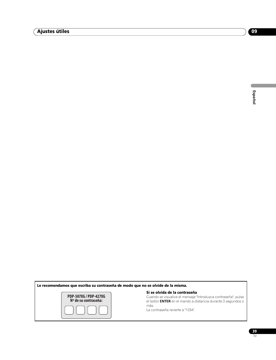 Ajustes útiles 09 | Pioneer PureVision PDP-507XG User Manual | Page 87 / 195