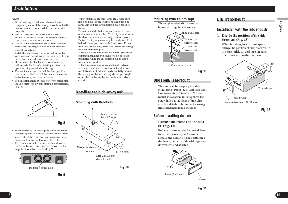 Installation | Pioneer AVH-P7850DVD User Manual | Page 9 / 11