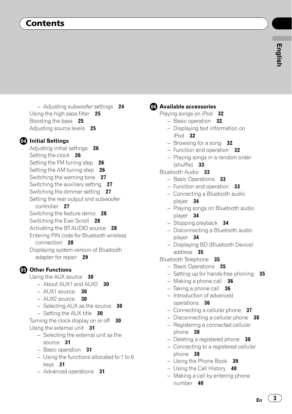 Pioneer DEH-P4050UB User Manual | Page 3 / 167