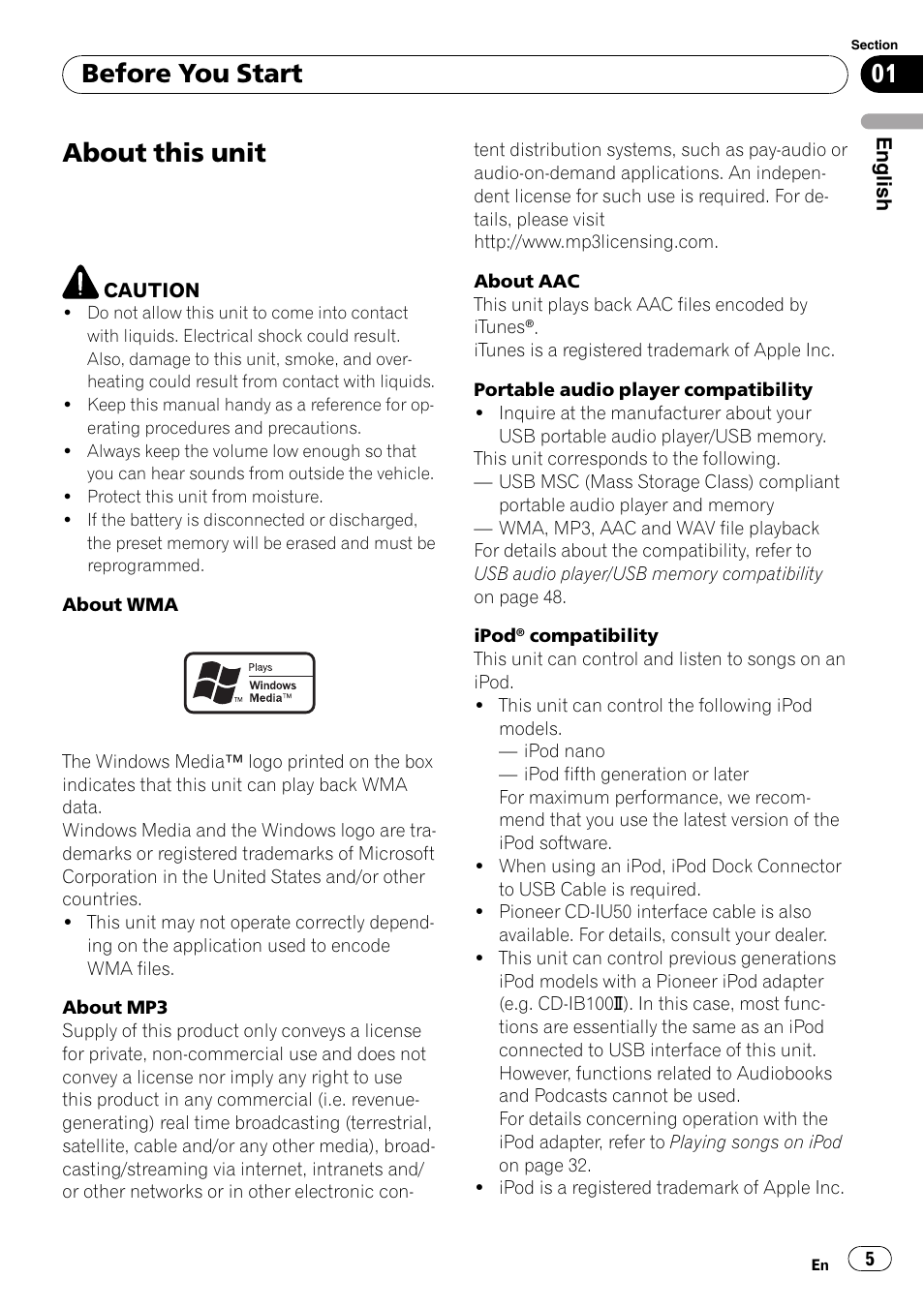 Before you start, About this unit | Pioneer DEH-P4050UB User Manual | Page 5 / 167