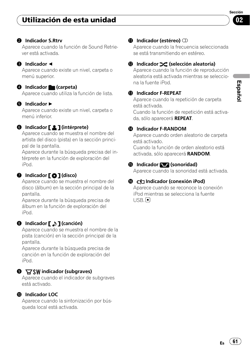 Utilización de esta unidad | Pioneer DEH-P4050UB User Manual | Page 61 / 167