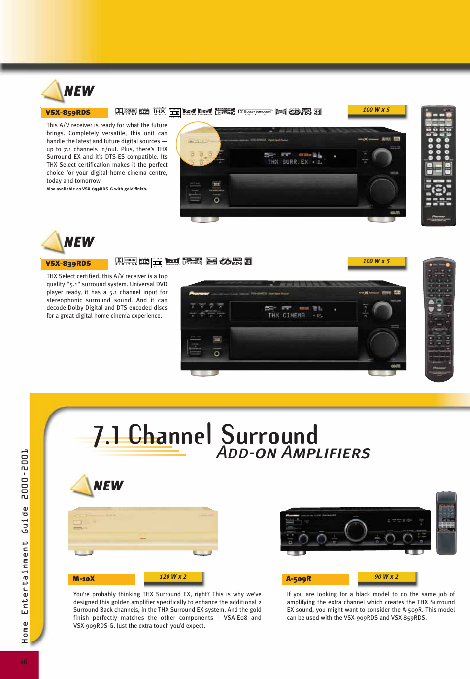 1 channel surround, Add-on amplifiers | Pioneer Digital Home Cinema System User Manual | Page 16 / 21