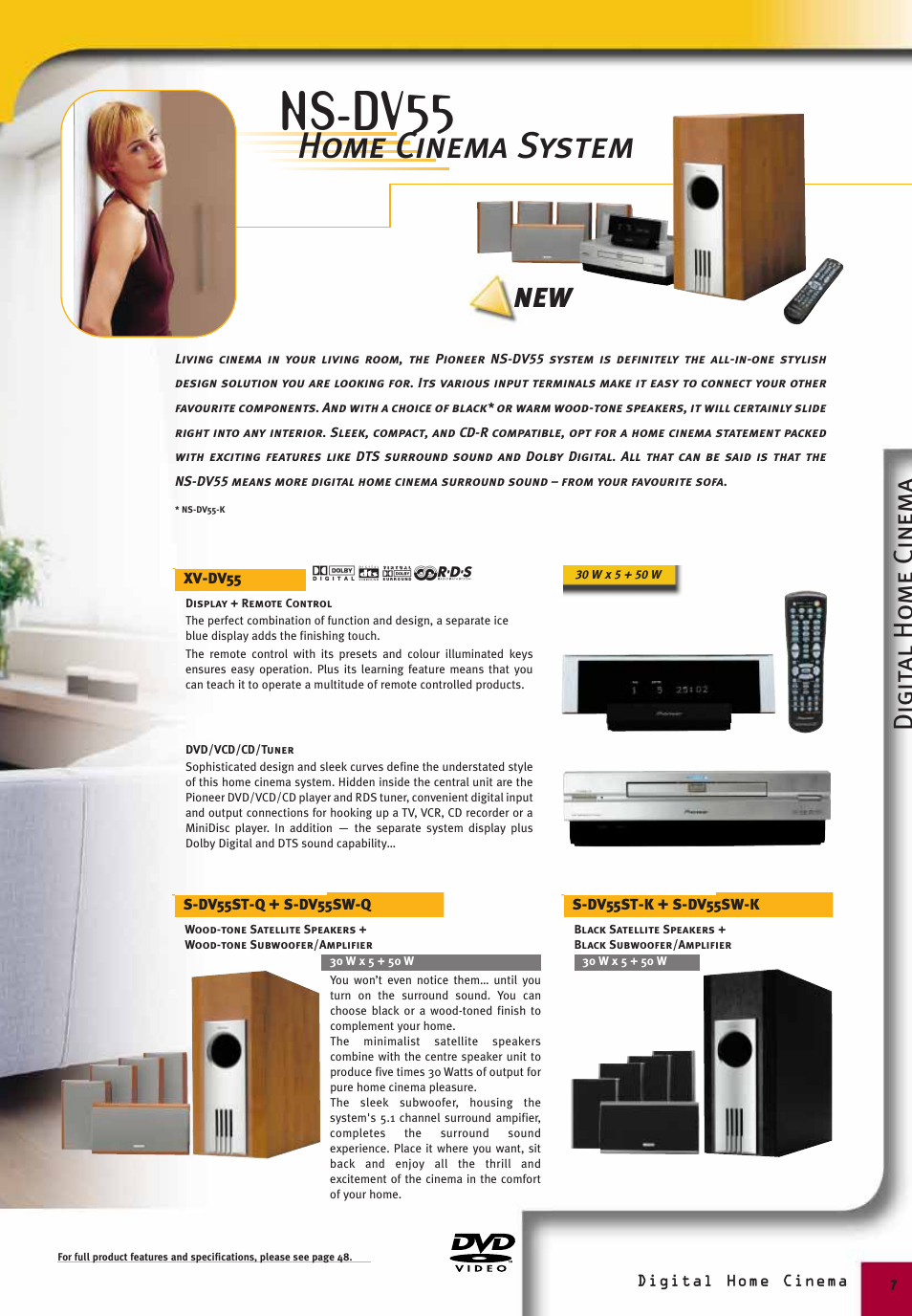 Ns-dv55, Home cinema system, Digit al ho me cinema | Pioneer Digital Home Cinema System User Manual | Page 7 / 21