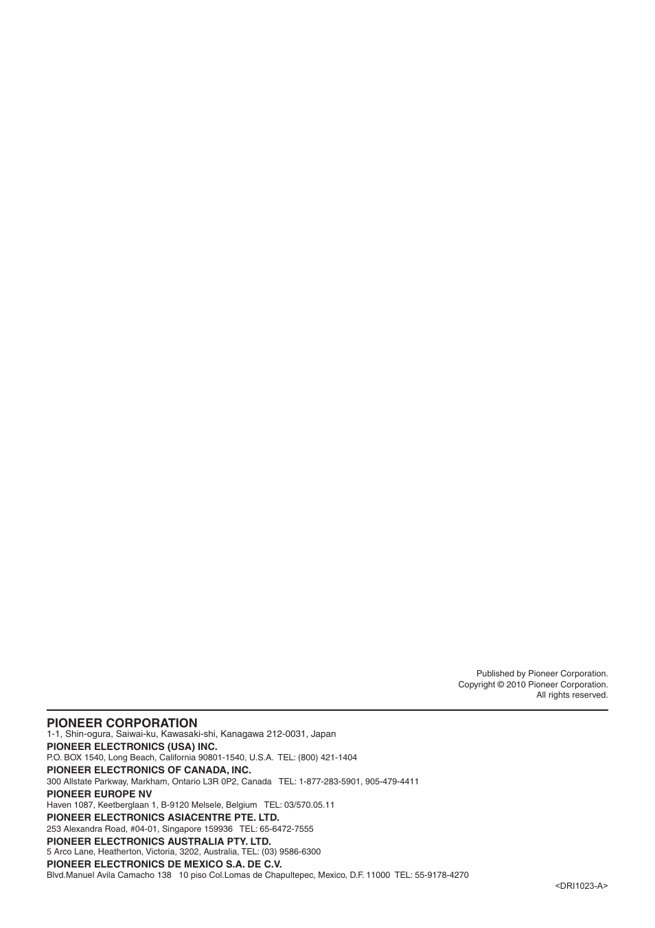 Pioneer corporation | Pioneer TRAKTOR PRO CDJ-350 User Manual | Page 11 / 11