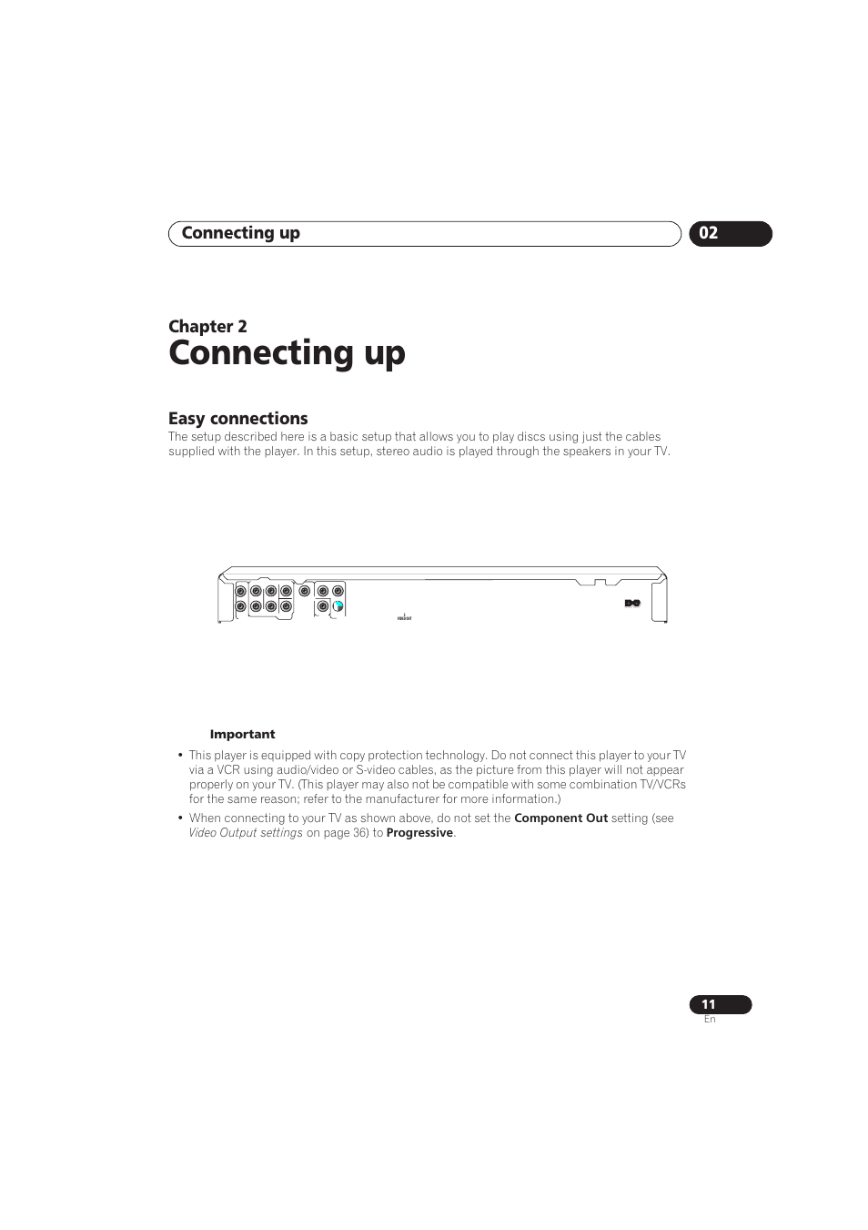 02 connecting up, Easy connections, Connecting up | Connecting up 02, Chapter 2 | Pioneer DV-575A User Manual | Page 11 / 56