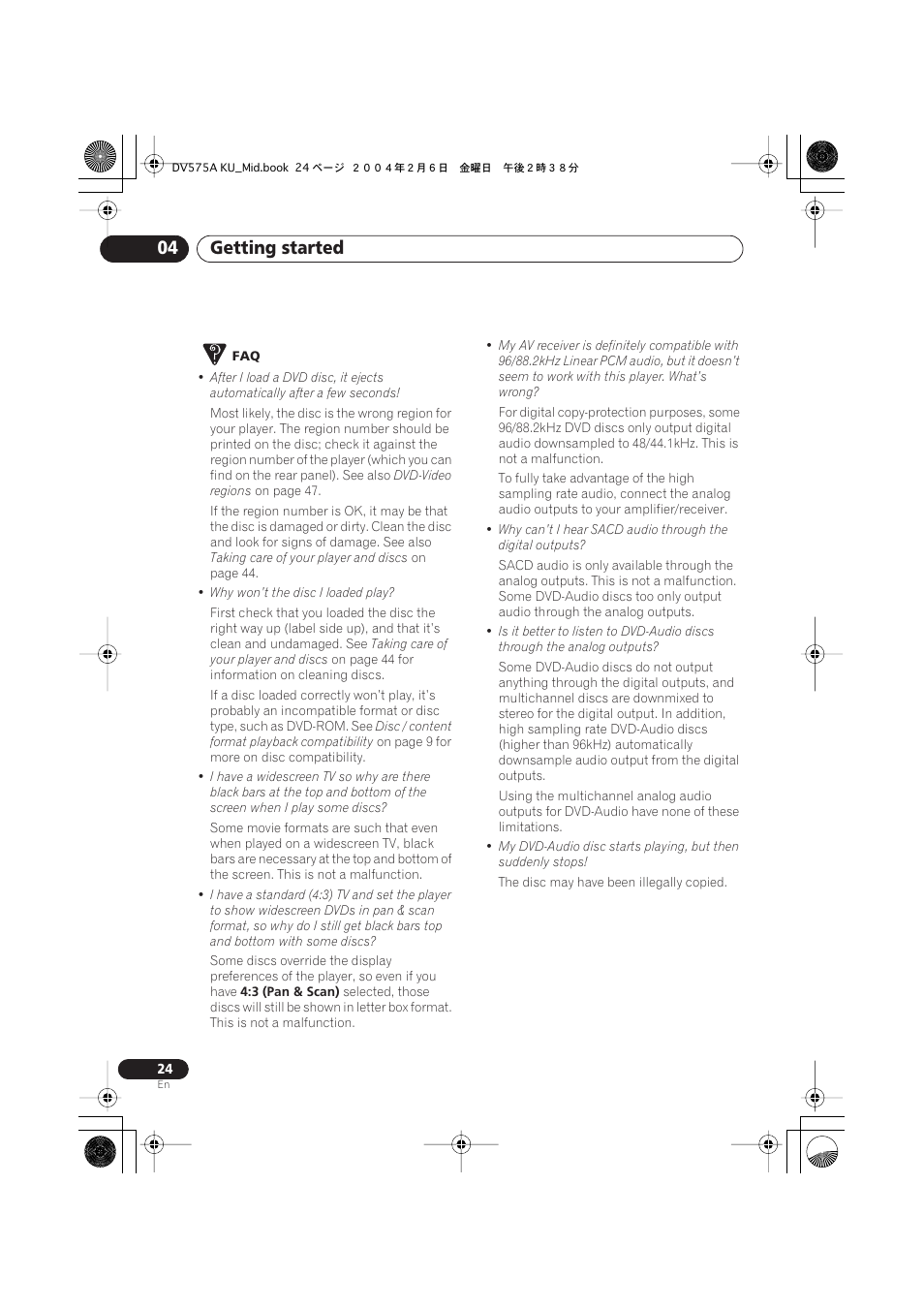 Getting started 04 | Pioneer DV-575A User Manual | Page 24 / 56