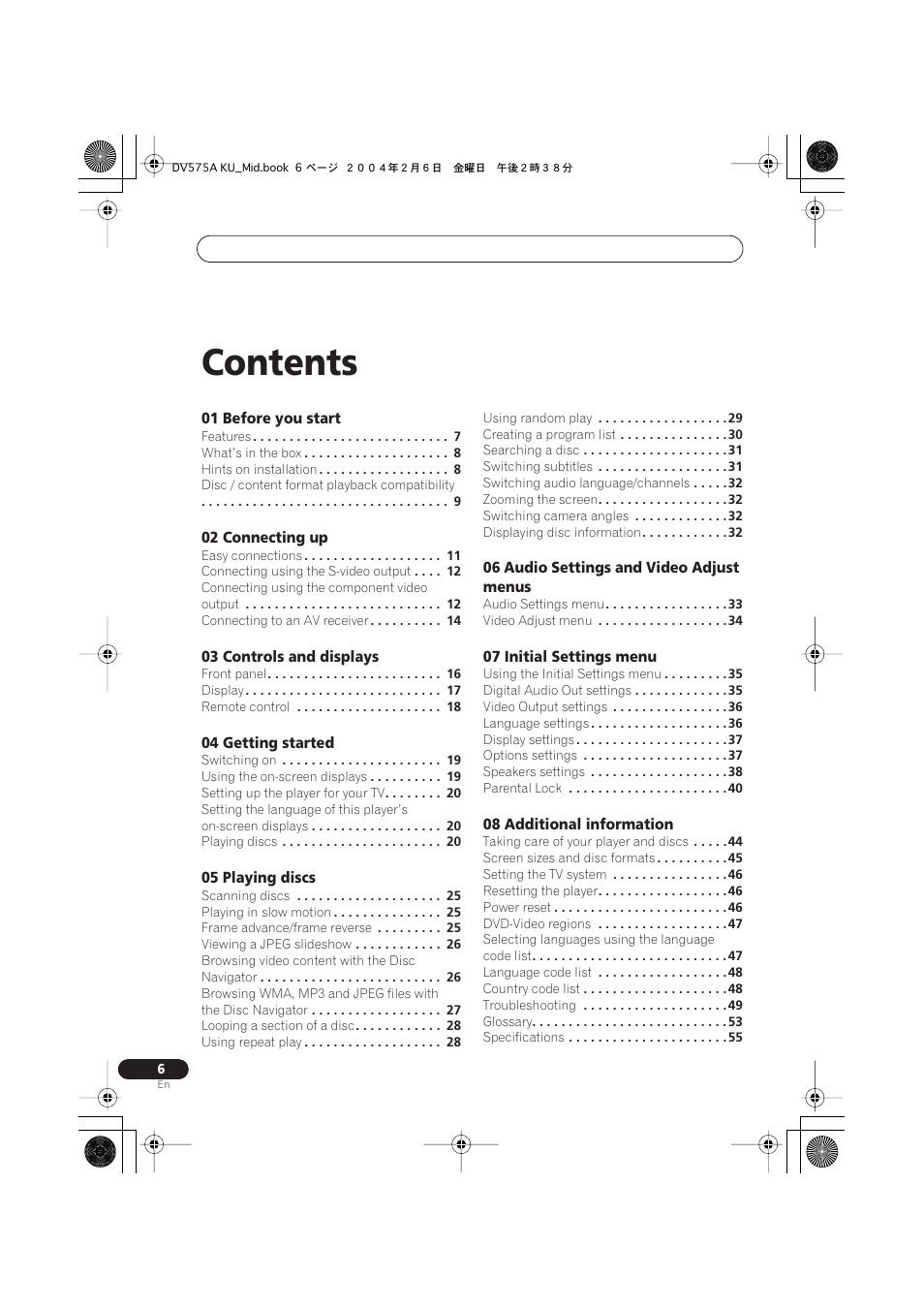 Pioneer DV-575A User Manual | Page 6 / 56