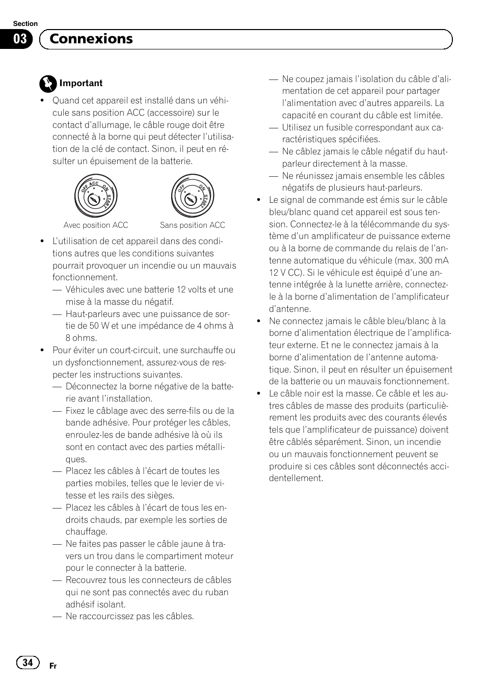Connexions | Pioneer DEH-1100MP User Manual | Page 34 / 62