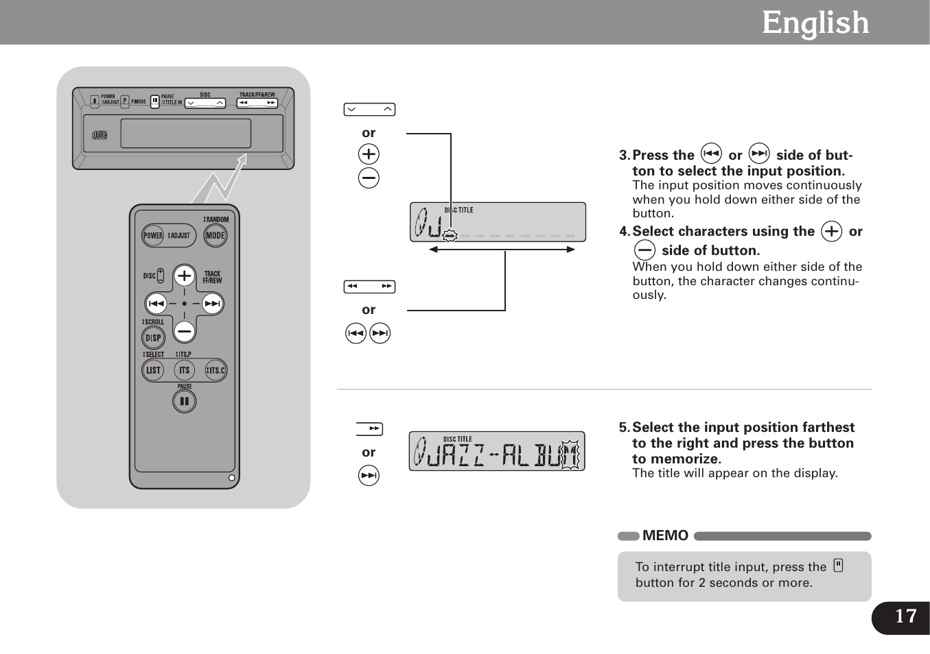 English | Pioneer CDX-FM677 User Manual | Page 17 / 35