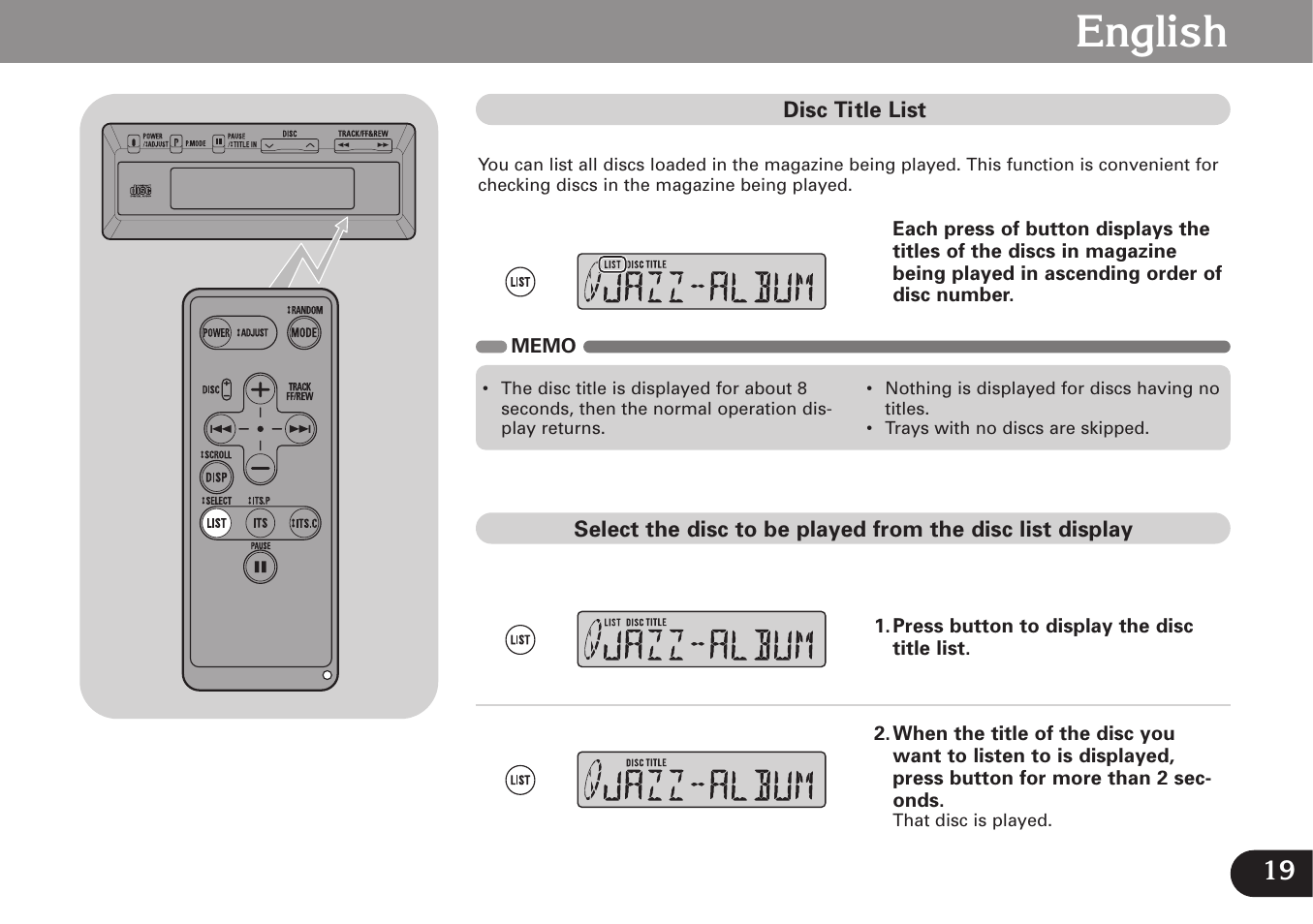 English | Pioneer CDX-FM677 User Manual | Page 19 / 35