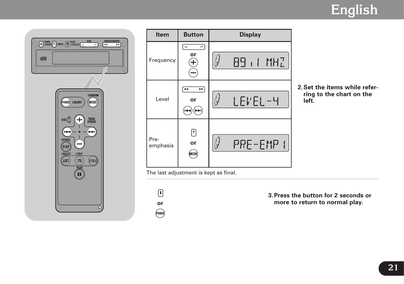 English | Pioneer CDX-FM677 User Manual | Page 21 / 35