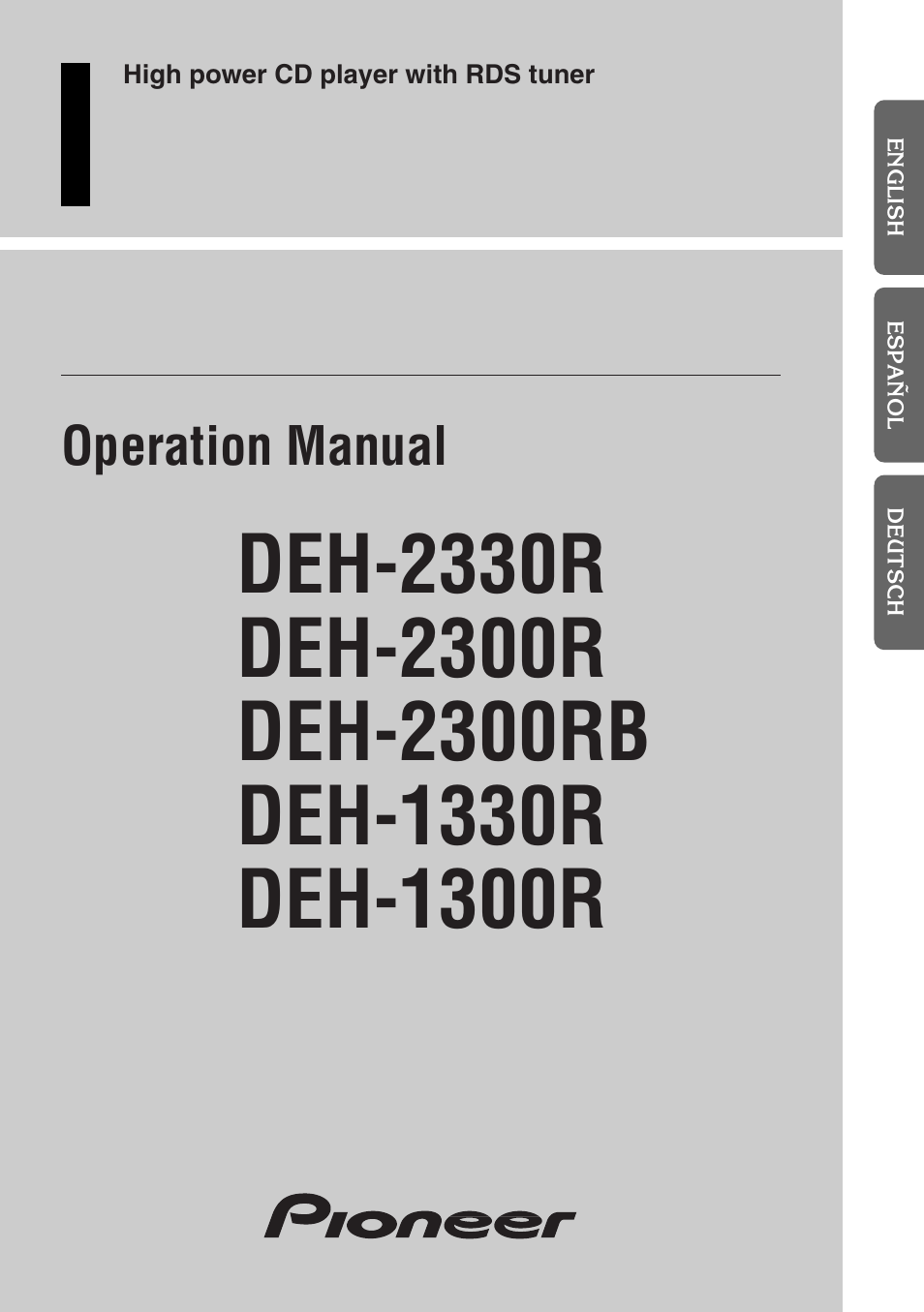 Pioneer DEH-2330R User Manual | 86 pages