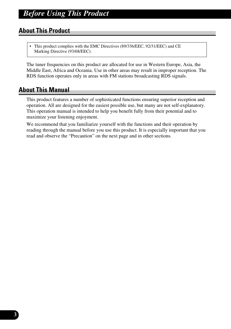 Before using this product, About this product about this manual, About this product | About this manual | Pioneer DEH-2330R User Manual | Page 4 / 86