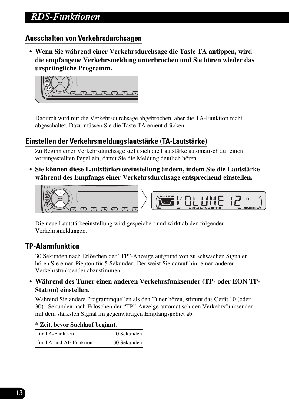 Ausschalten von verkehrsdurchsagen, Tp-alarmfunktion, Rds-funktionen | Pioneer DEH-2330R User Manual | Page 70 / 86