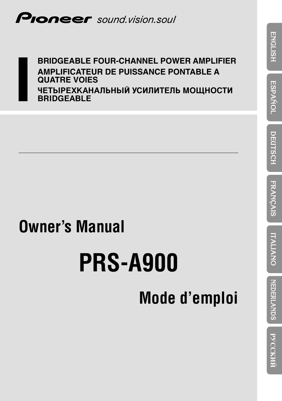 Pioneer PRS-A900 User Manual | 100 pages