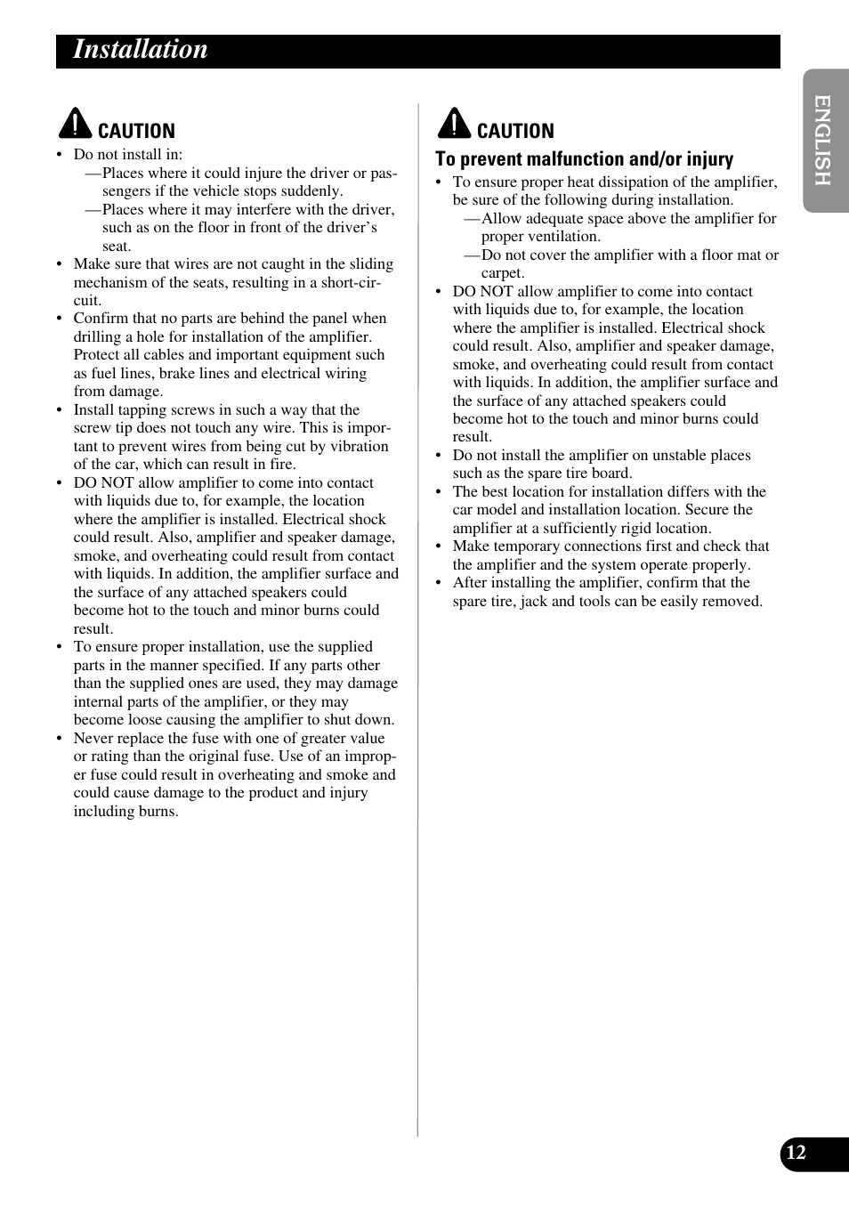 Installation | Pioneer PRS-A900 User Manual | Page 13 / 100