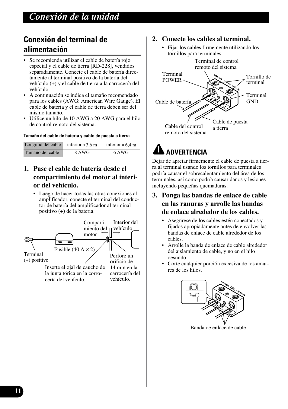 Conexión del terminal de alimentación, Conexión de la unidad | Pioneer PRS-A900 User Manual | Page 26 / 100
