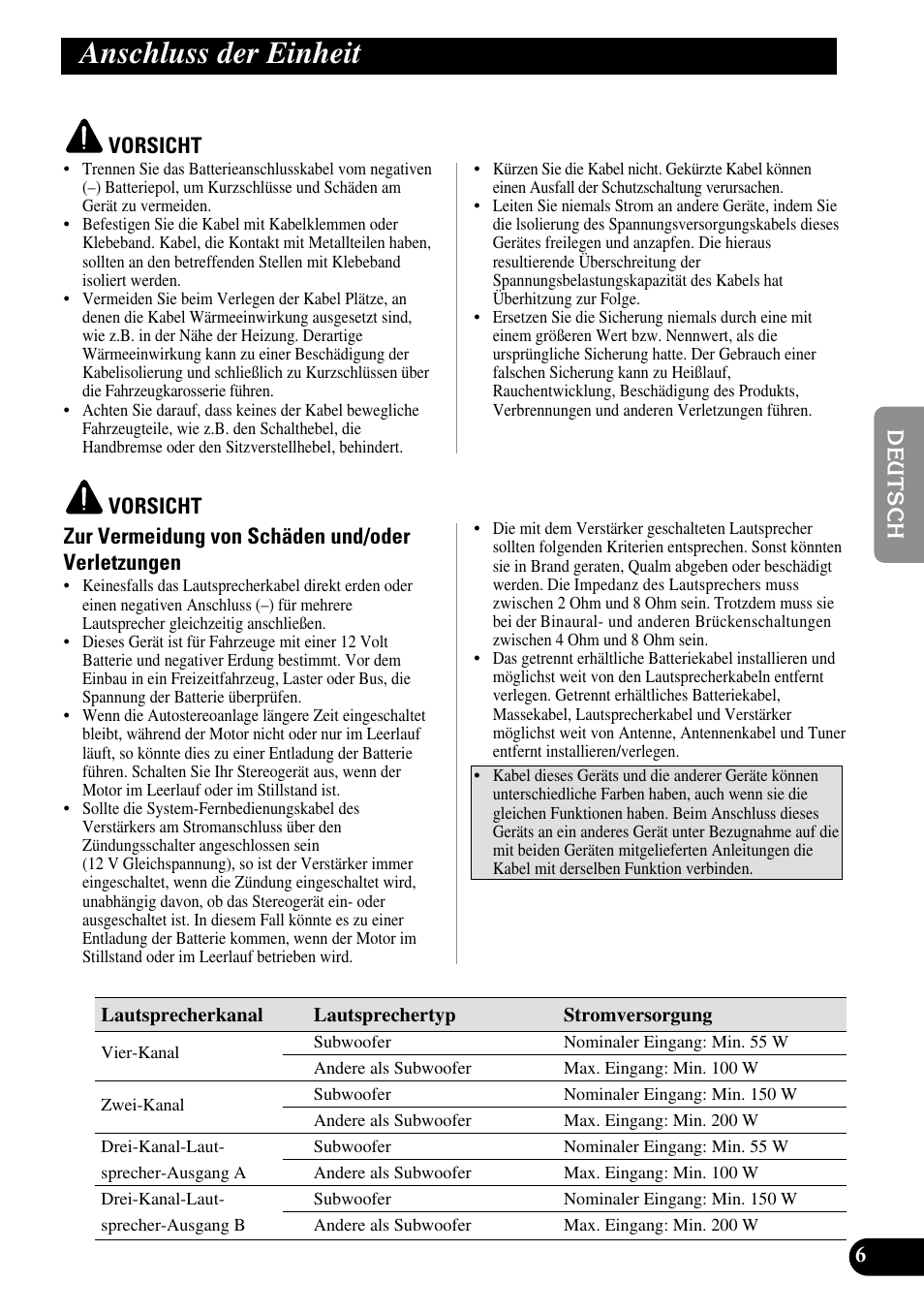 Anschluss der einheit | Pioneer PRS-A900 User Manual | Page 35 / 100