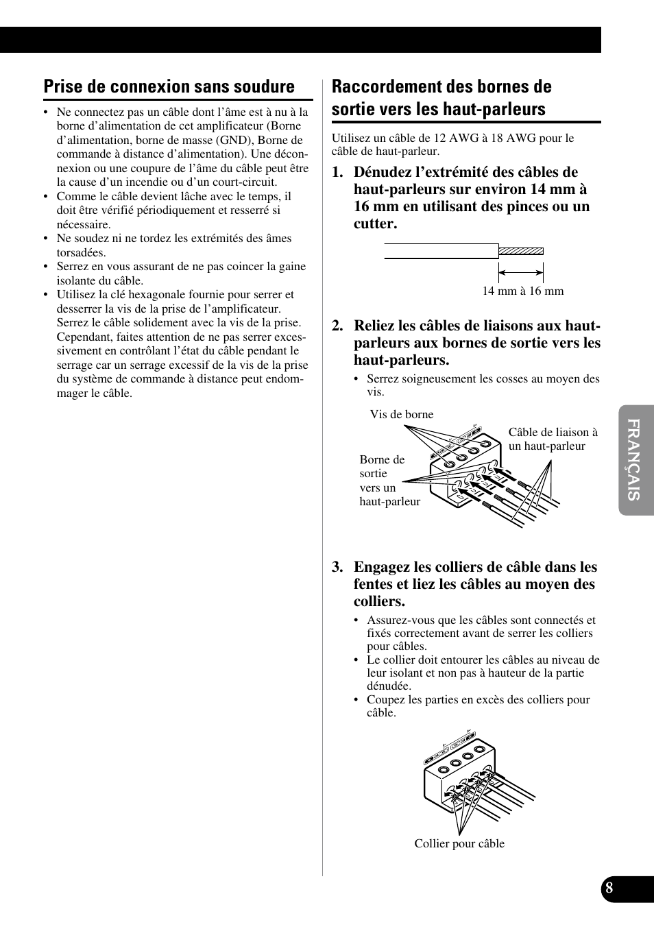 Haut-parleurs, Prise de connexion sans soudure | Pioneer PRS-A900 User Manual | Page 51 / 100