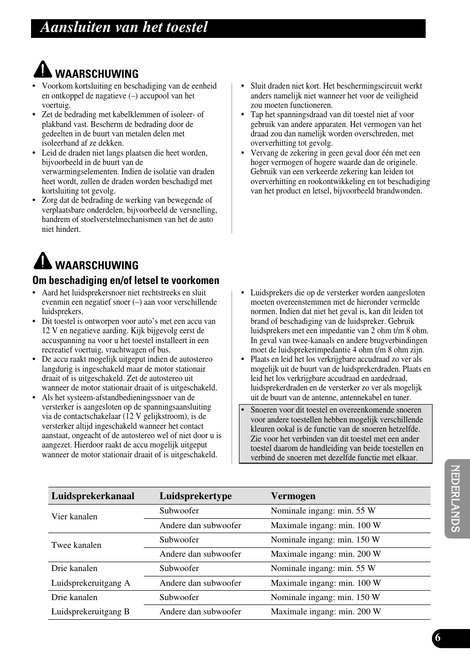 Aansluiten van het toestel | Pioneer PRS-A900 User Manual | Page 77 / 100
