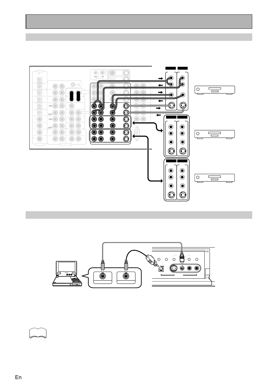 To the front panel, Connecting vcrs or dvrs, Connecting a video component to the front panel | Connecting your equipment, Vcr 1/dvr, Vcr 2, Vcr 3 | Pioneer VSA-AX10 User Manual | Page 20 / 104